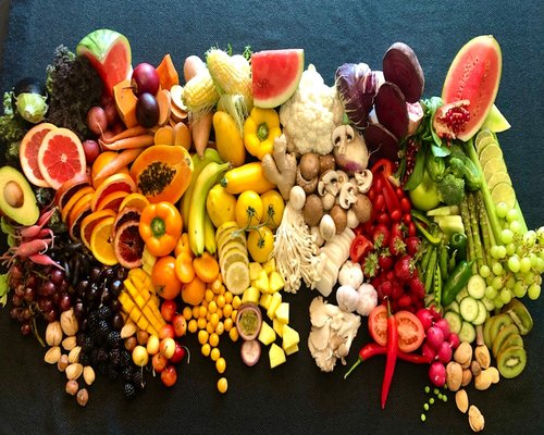 colorful array of healthy fresh foods and balanced nutrition
